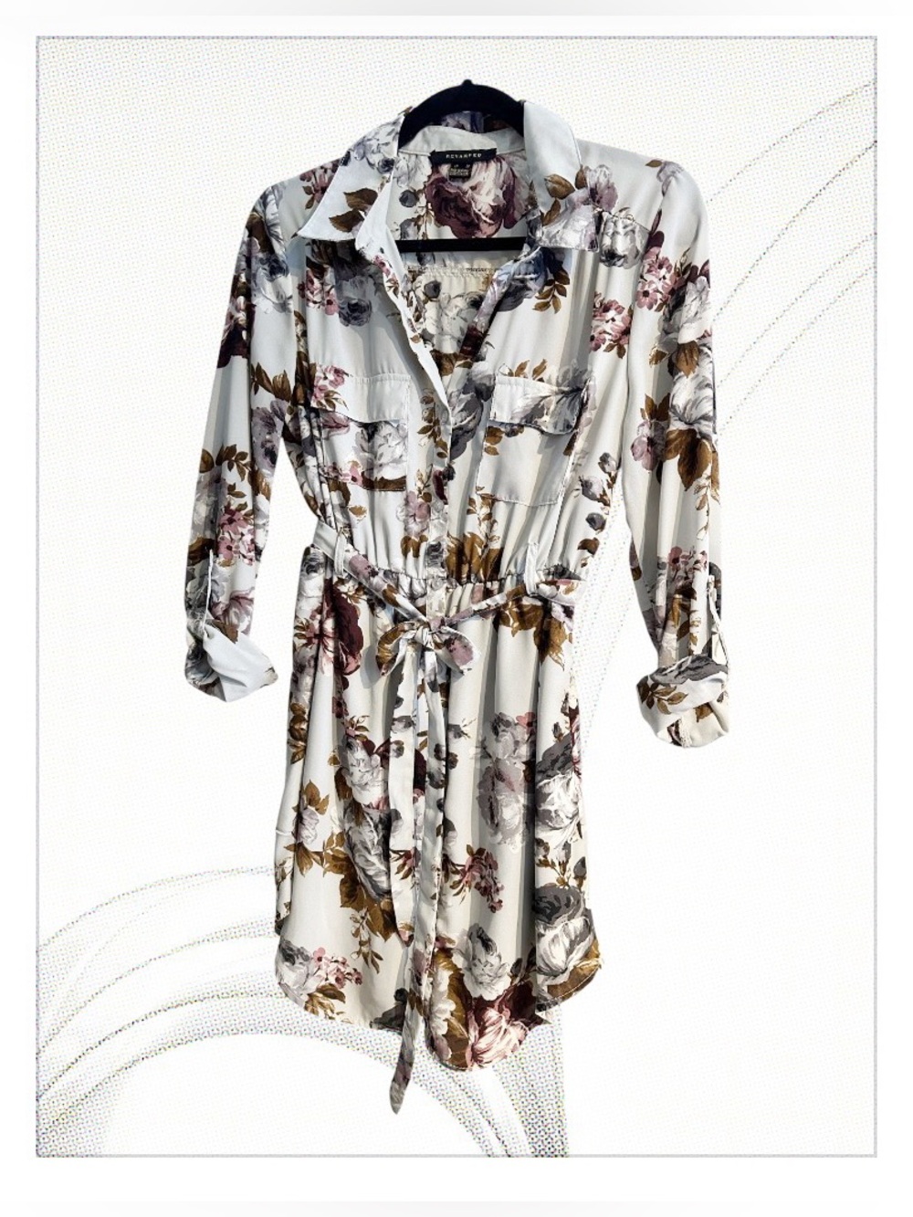 REVAMPED Floral Tie-Waist Shirt Dress or Tunic Top!!! Size M